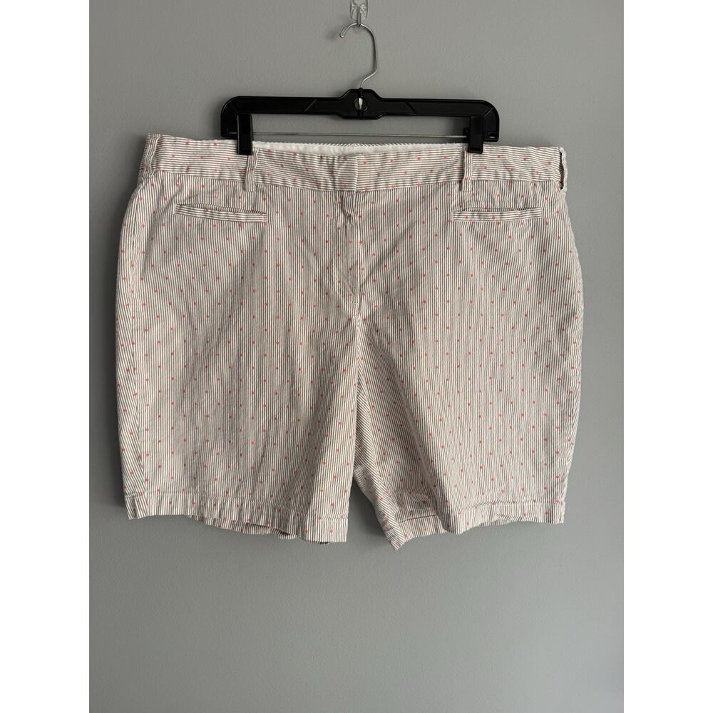 Lands End Striped Polka Dot Shorts Cotton Stretch Casual Summer Women 20W